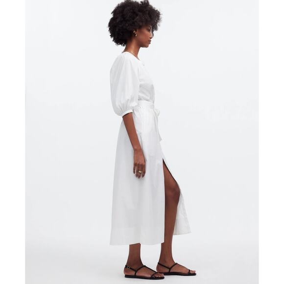 Madewell Tie-Waist Button-Front Midi Dress in Poplin XS - Picture 2 of 8